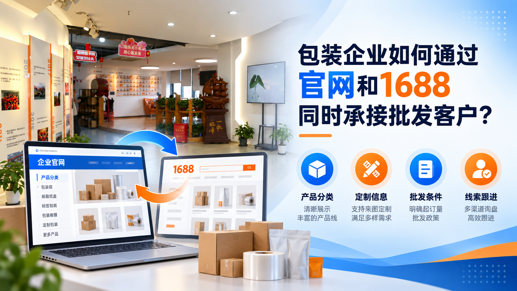包装企业官网与1688批发客户承接配图